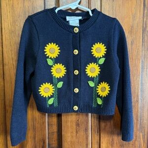 Vintage Kids Bonnie Jean Sunflower Cardigan Sweater Size 5